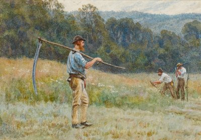 Sekání sena v Surrey Hills (wc na papíře) od Helen Allingham