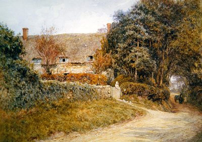 Krmení holubic (akvarel na papíře) od Helen Allingham