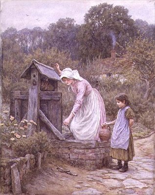 Načítání vody (akvarel) od Helen Allingham