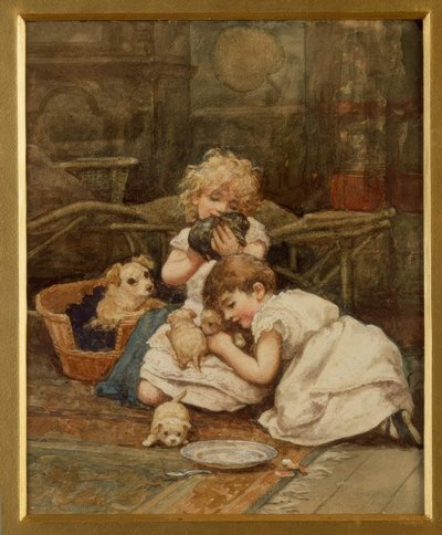 H.Allingham, The new pets / Aquarell od Helen Allingham