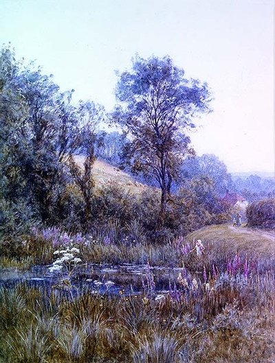 Sbírání květin u rybníka od Helen Allingham