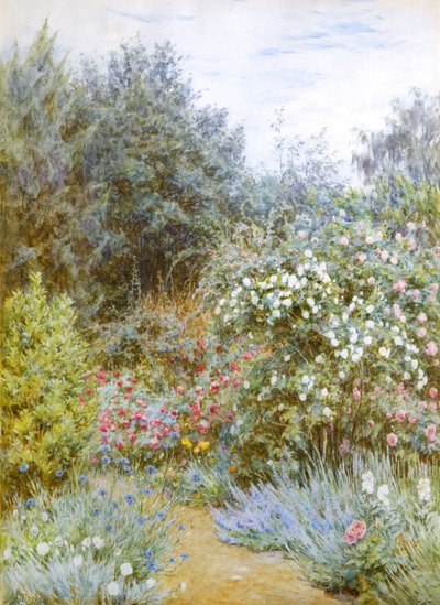 Růže v zahradě Gertrudy Jekyll, Munstead Wood, Surrey (akvarel) od Helen Allingham