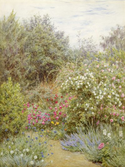 Růže v zahradě Gertrudy Jekyll, Surrey (akvarel na papíře) od Helen Allingham