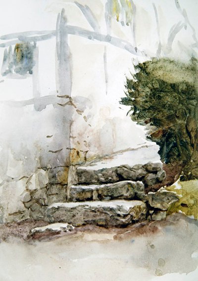 Steps at Bearsted, Kent (akvarel na papíře) od Helen Allingham