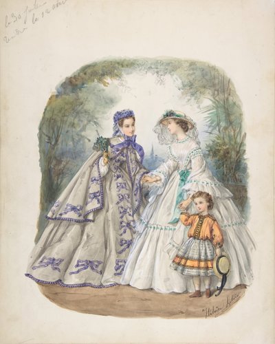 Ilustrace pro francouzský módní časopis, ca. 1862. od Heloise Leloir