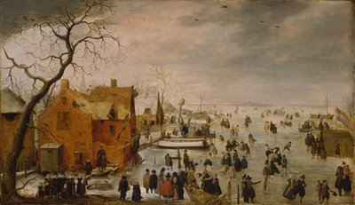 Nizozemsky: IJslandschap / Ice skating Zimní krajina s mnoha bruslaři od Hendrick Avercamp
