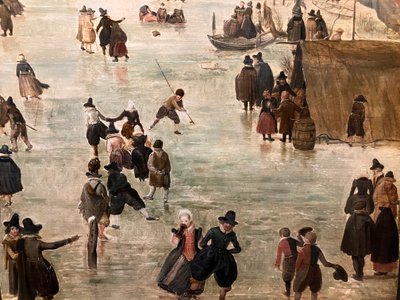 Nizozemsky: IJslandschap / Ice skating Zimní krajina s mnoha bruslaři od Hendrick Avercamp
