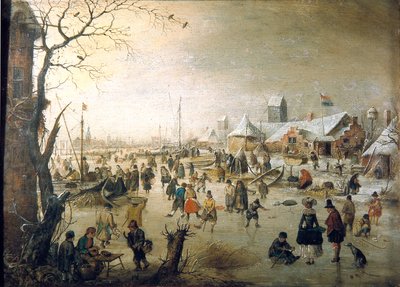 Nizozemština: Zimní krajina s bruslaři Scéna na ledě od Hendrick Avercamp