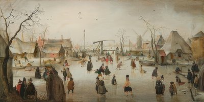 Bruslení ve městě. Kolem roku 1610 od Hendrick Avercamp