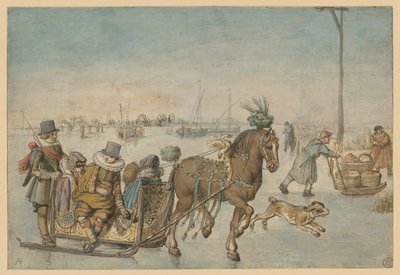 Sáňky tažené koňmi na ledě od Hendrick Avercamp