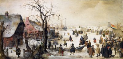 Zimní scéna na kanále od Hendrick Avercamp