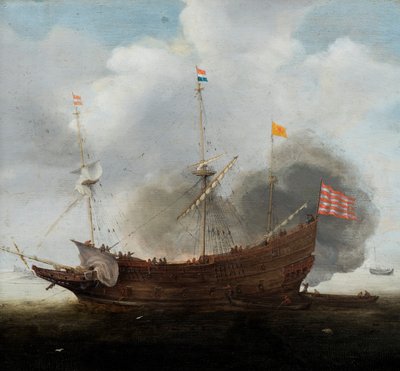 Válečná loď (olej na desce) od Hendrick Cornelisz Vroom