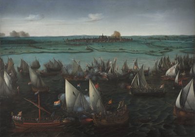 Bitva mezi holandskými a španělskými loděmi na Haarlemmermeer, kolem roku 1629 (olej na plátně) od Hendrick Cornelisz. Vroom
