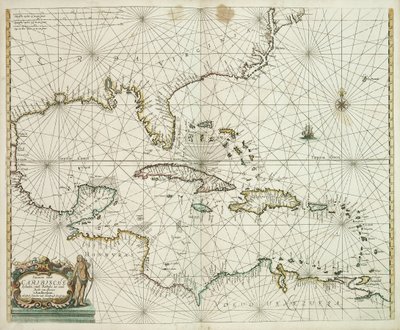 Pascaerte van de Caribische eylanden, van de Barbados tot aende Bocht van Mexico od Hendrick Doncker