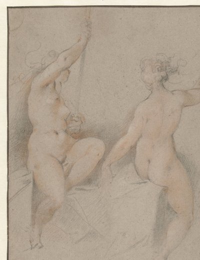Dvě sedící ženské akty od Hendrick Goltzius (follower of)