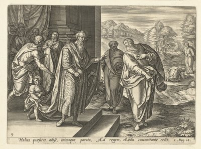 Eliáš mluví podruhé s králem Achabem Historie Eliáše (název série) od Hendrick Goltzius (rejected attribution)