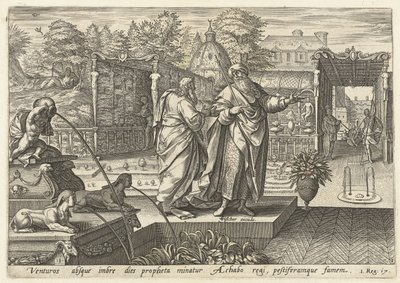 Eliáš předpovídá králi Achabovi, že přijde sucho Historie Eliáše (název série) od Hendrick Goltzius (rejected attribution)
