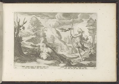 Apollo doodt Coronis Ovidiův Metamorfosen (název série) Herscheppingen van P. Ovidius Naso (název série) od Hendrick Goltzius (workshop of)