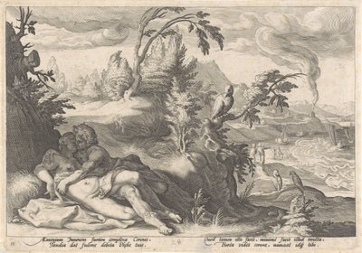 Apollo en Coronis Metamorfosen van Ovidius (název série) od Hendrick Goltzius (workshop of)