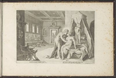 Apollo svádí Leucothea Ovidiovy metamorfózy (název série) Re-creations P. Ovidius Naso (název série) od Hendrick Goltzius (workshop of)