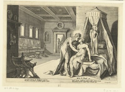 Apollo svádí Leucothea Ovidiovy metamorfózy (název série) od Hendrick Goltzius (workshop of)