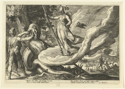 Cadmus zaseje dračí zuby Ovidiovy metamorfózy (název série) od Hendrick Goltzius (workshop of)