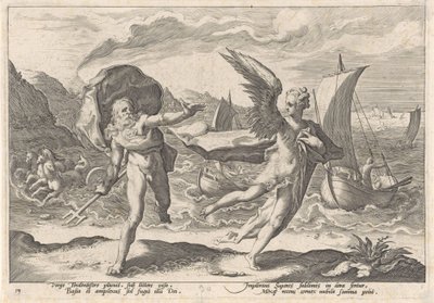 Coronis se promění ve vránu Metamorfózy Ovidia (název série) od Hendrick Goltzius (workshop of)