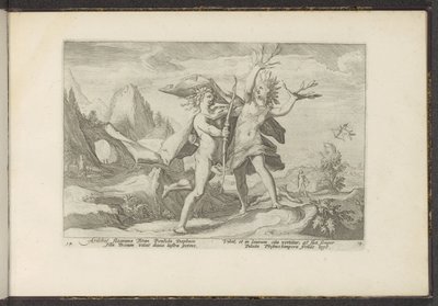 Daphne se promění ve vavřín Ovidiovy metamorfózy (název série) Re-creations P. Ovidius Naso (název série) od Hendrick Goltzius (workshop of)