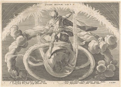 Stvoření čtyř živlů Metamorfózy Ovidia (název série) od Hendrick Goltzius (workshop of)