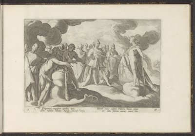 Bohové žádají boha Slunce, aby znovu jel na svém voze Ovidiovy metamorfózy (název série) Re-creations P. Ovidius Naso (název série) od Hendrick Goltzius (workshop of)