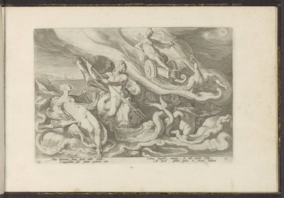 Juno si stěžuje Thetis a Oceanus Ovidiovy metamorfózy (název série) Re-creations P. Ovidius Naso (název série) od Hendrick Goltzius (workshop of)
