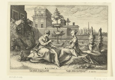 Juno se blíží k Semele v masce Beroe Ovidiovy metamorfózy (název série) od Hendrick Goltzius (workshop of)