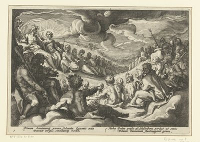 Jupiter vyvolává olympské bohy Ovidiovy metamorfózy (název série) od Hendrick Goltzius (workshop of)