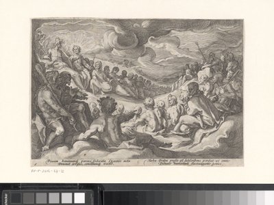 Jupiter žádá o radu olympské bohy Metamorfózy Ovidia (název série) od Hendrick Goltzius (workshop of)