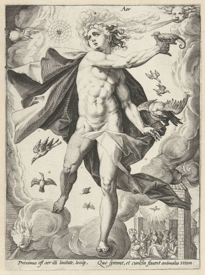 Nebe Aer (název na objektu) The Four Elements (název série) od Hendrick Goltzius (workshop of)