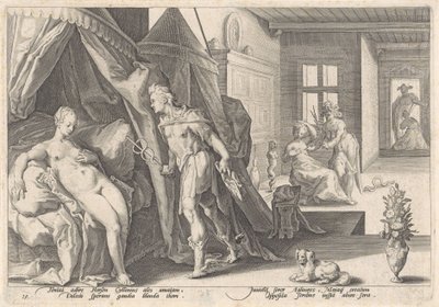 Merkur navštíví Herse Metamorfózy Ovidia (název série) od Hendrick Goltzius (workshop of)
