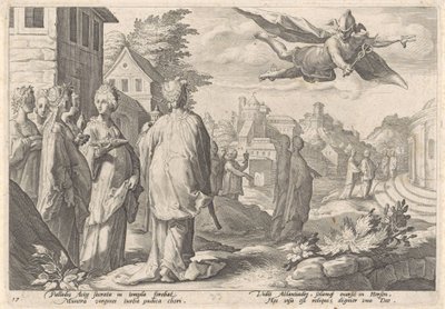 Mercurius en Herse Metamorfosen van Ovidius (název série) od Hendrick Goltzius (workshop of)