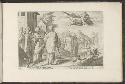 Mercury se zamiluje do Herse Ovidiovy metamorfózy (název série) Re-creations P. Ovidius Naso (název série) od Hendrick Goltzius (workshop of)