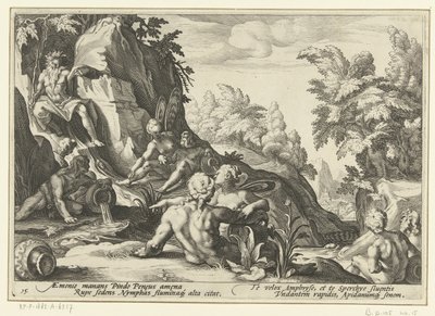 Peneus navštívili jiní říční bohové Ovidiovy metamorfózy (název série) od Hendrick Goltzius (workshop of)