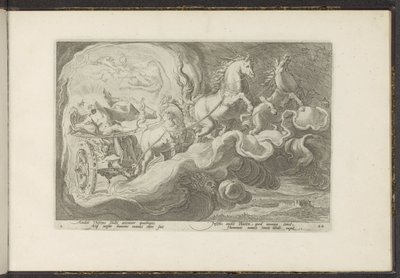 Phaethon jede na voze svého otce Ovidiovy metamorfózy (název série) Re-creations P. Ovidius Naso (název série) od Hendrick Goltzius (workshop of)