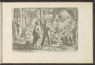Phaëton v het paleis van Helios Ovidiova meta. Lib. II (název na objektu) Ovidiův Metamorfosen (název série) Herscheppingen van P. Ovidius Naso (název série) od Hendrick Goltzius (workshop of)