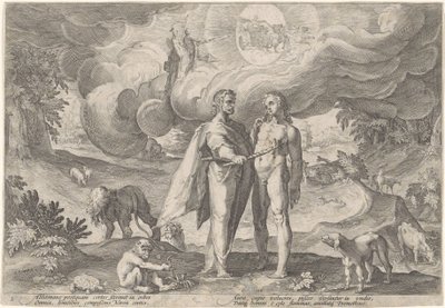 Prométheus vytváří prvního člověka Metamorfózy Ovidia (název série) od Hendrick Goltzius (workshop of)