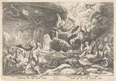 Val van Phaëthon Metamorfosen van Ovidius (název série) od Hendrick Goltzius (workshop of)