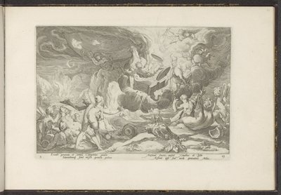 Val van Phaëthon Ovidiovy metamorfózy (název série) Herescheppingen van P. Ovidius Naso (název série) od Hendrick Goltzius (workshop of)