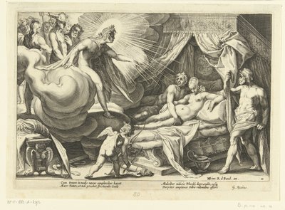 Venuše a Mars z pohledu Apolla Ovidiovy metamorfózy (název série) od Hendrick Goltzius (workshop of)