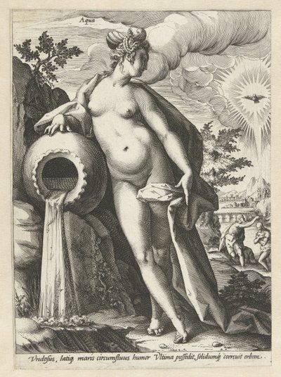 Voda Aqua (název na objektu) The Four Elements (název série) od Hendrick Goltzius (workshop of)