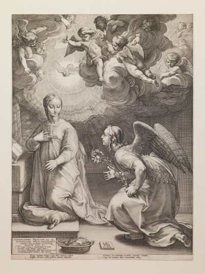 Zvěstování, ze série „Život Panny Marie“ od Hendrick Goltzius