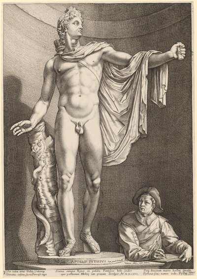 Apollón Belvederský, list 3 z "Tří antických soch z Říma" od Hendrick Goltzius
