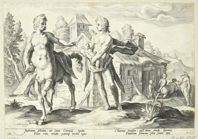 Apollo pověří Cheironovi Asklépiovo vzdělání od Hendrick Goltzius