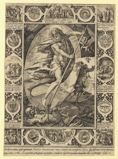 Vzkříšení Krista, list 7 ze série „Život Krista“ od Hendrick Goltzius